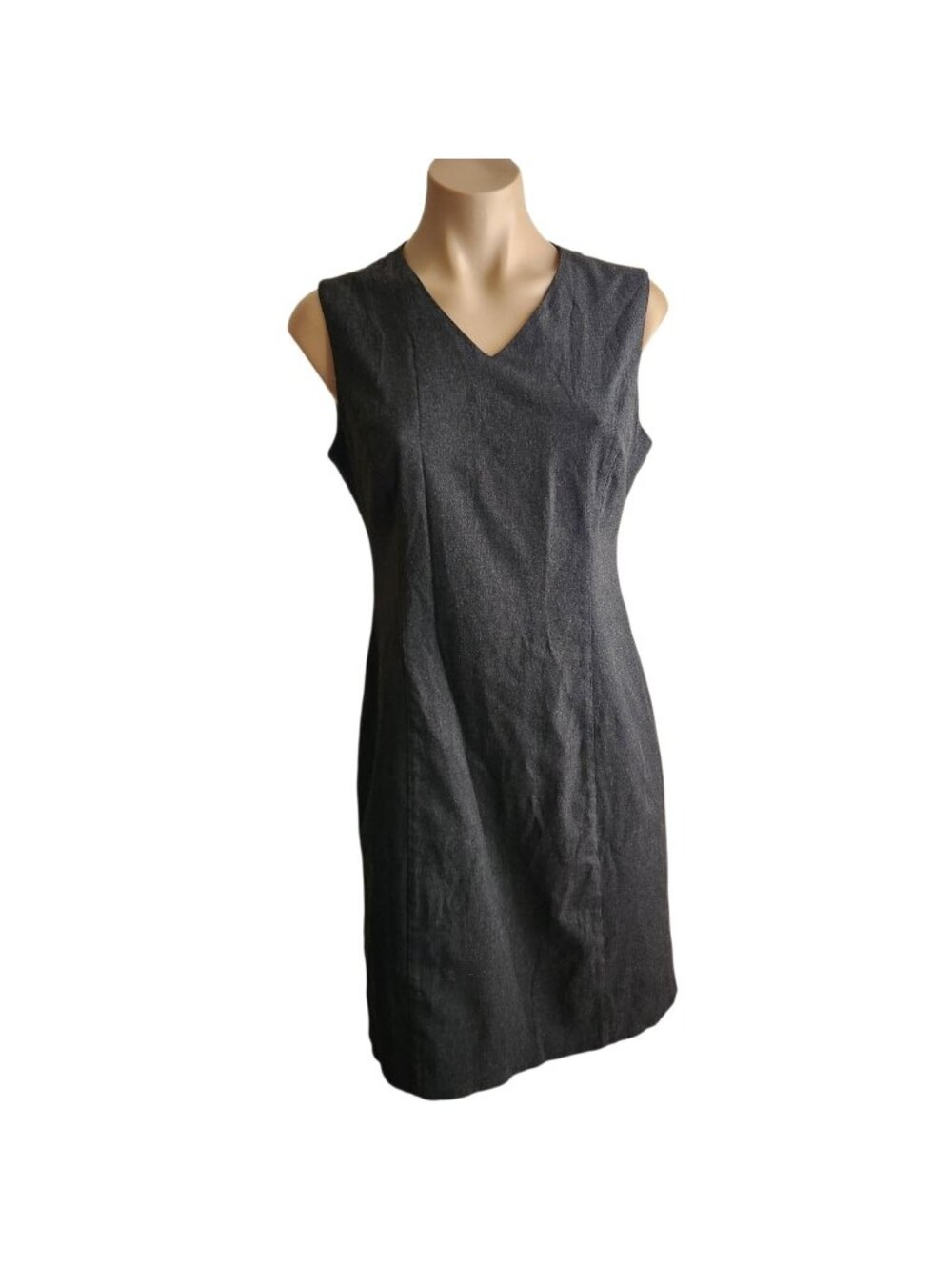 GAP Dark Gray V-Neck Office Career Sheath Sleeveless Dress Sz 4
